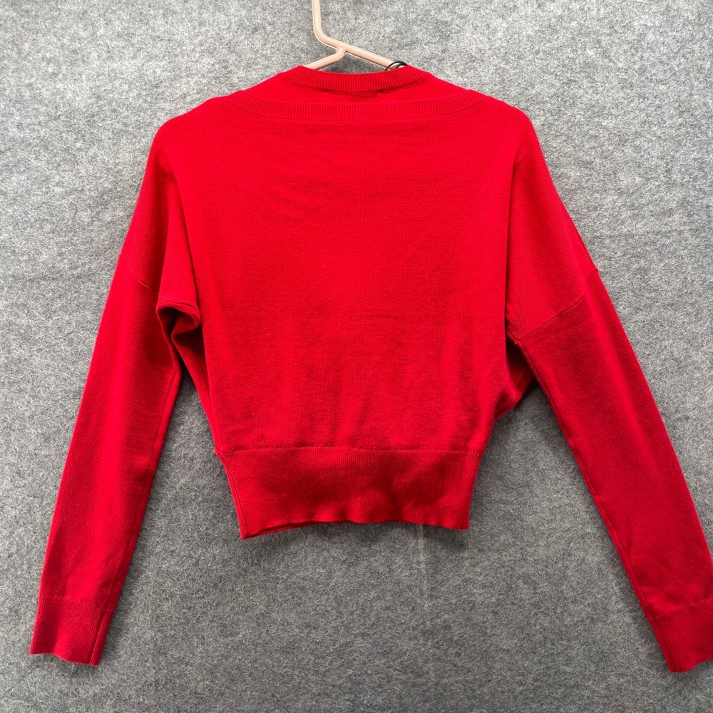 NWT Zara 2-In-1 Cardigan Sweater Womens S Red Knit Wrap Front Lightweight - Picture 2 of 10